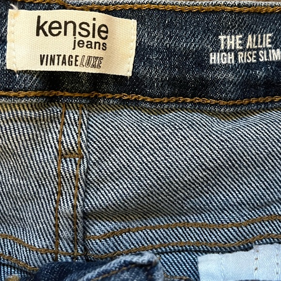 Kensie Blue Distressed Straight Leg Jeans - Picture 3 of 3